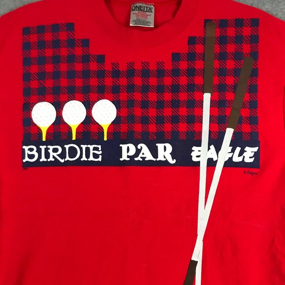 Vintage Oneita Shirt Mens Large Red Super Heavyweight Preshrunk Golf Embroidered - Picture 2 of 11